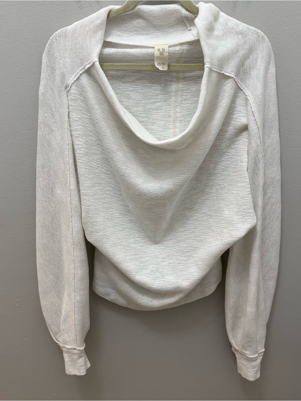 We The Free Women's Draped Cowl Neck Semi Sheer Long Sleeve Size Medium Light